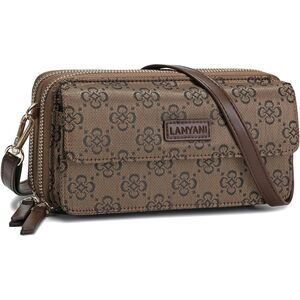 Women Jacquard Bronze Imported Faux Leather Crossbody With Phone Pocket Bag